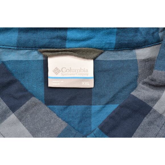 NEW Columbia Men's XXL/2TG Blue Plaid Button Down Whispering Bluffs Shirt - Picture 7 of 8